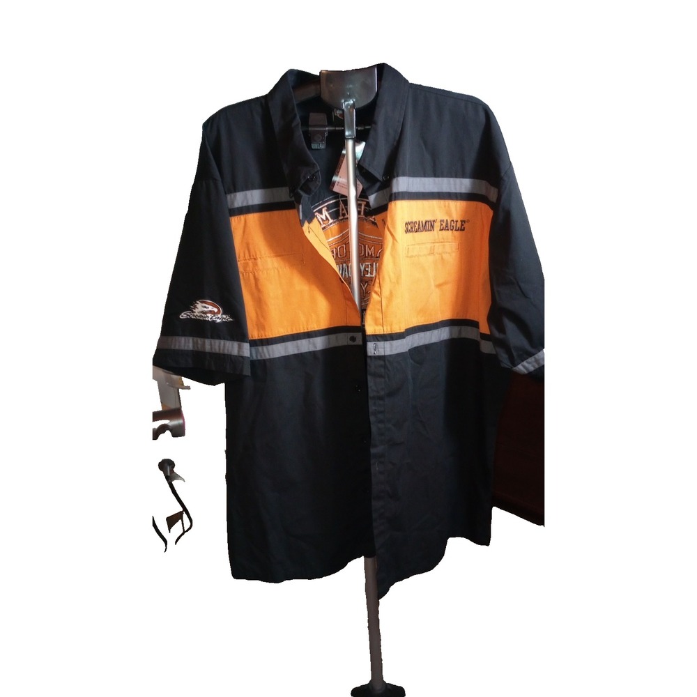 Harley Davidson Screamin Eagle Colorblock Mechanic Shirt Mens 4XL Vintage 90s - Picture 1 of 10
